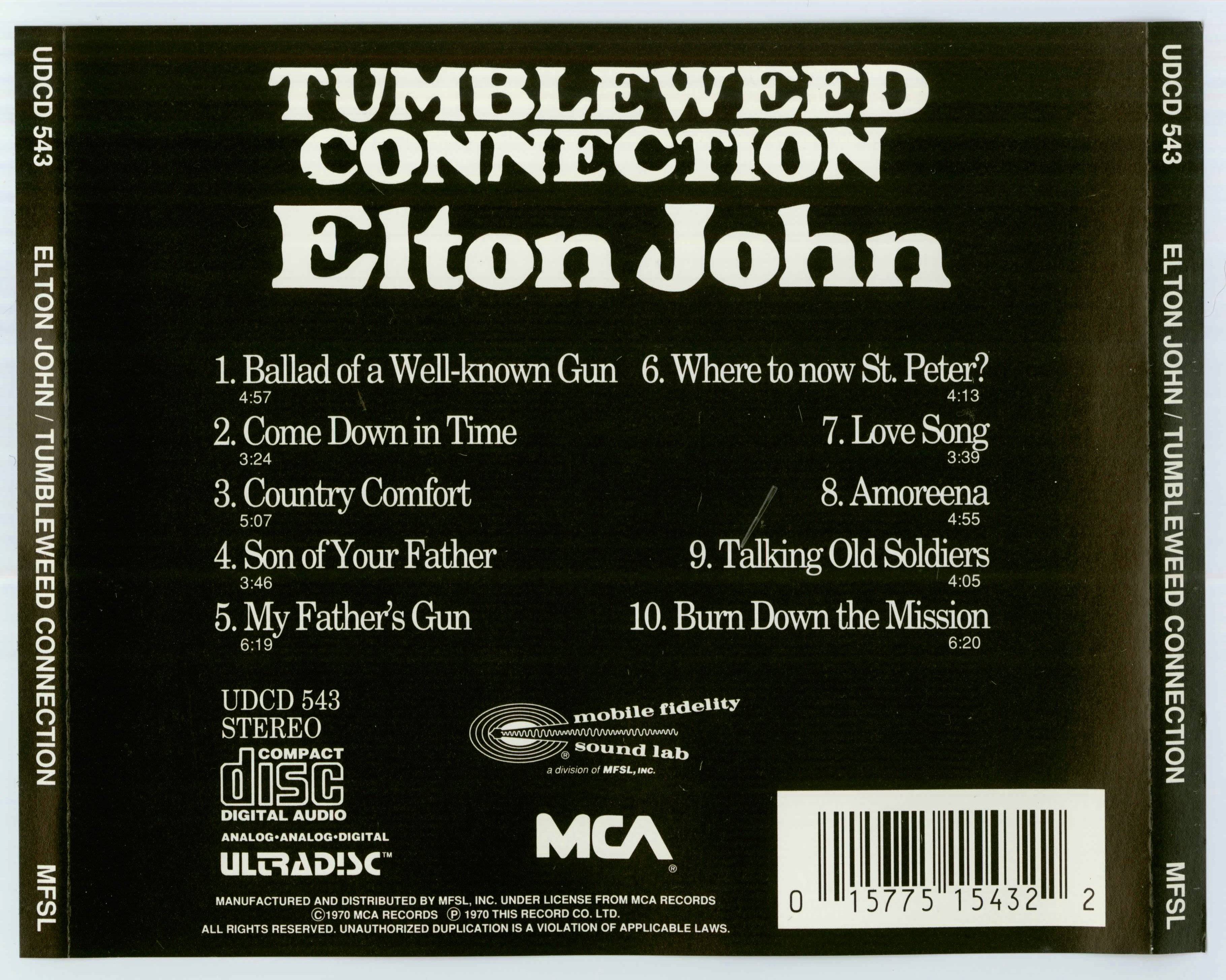 Elton John Tumbleweed Connection : Back US